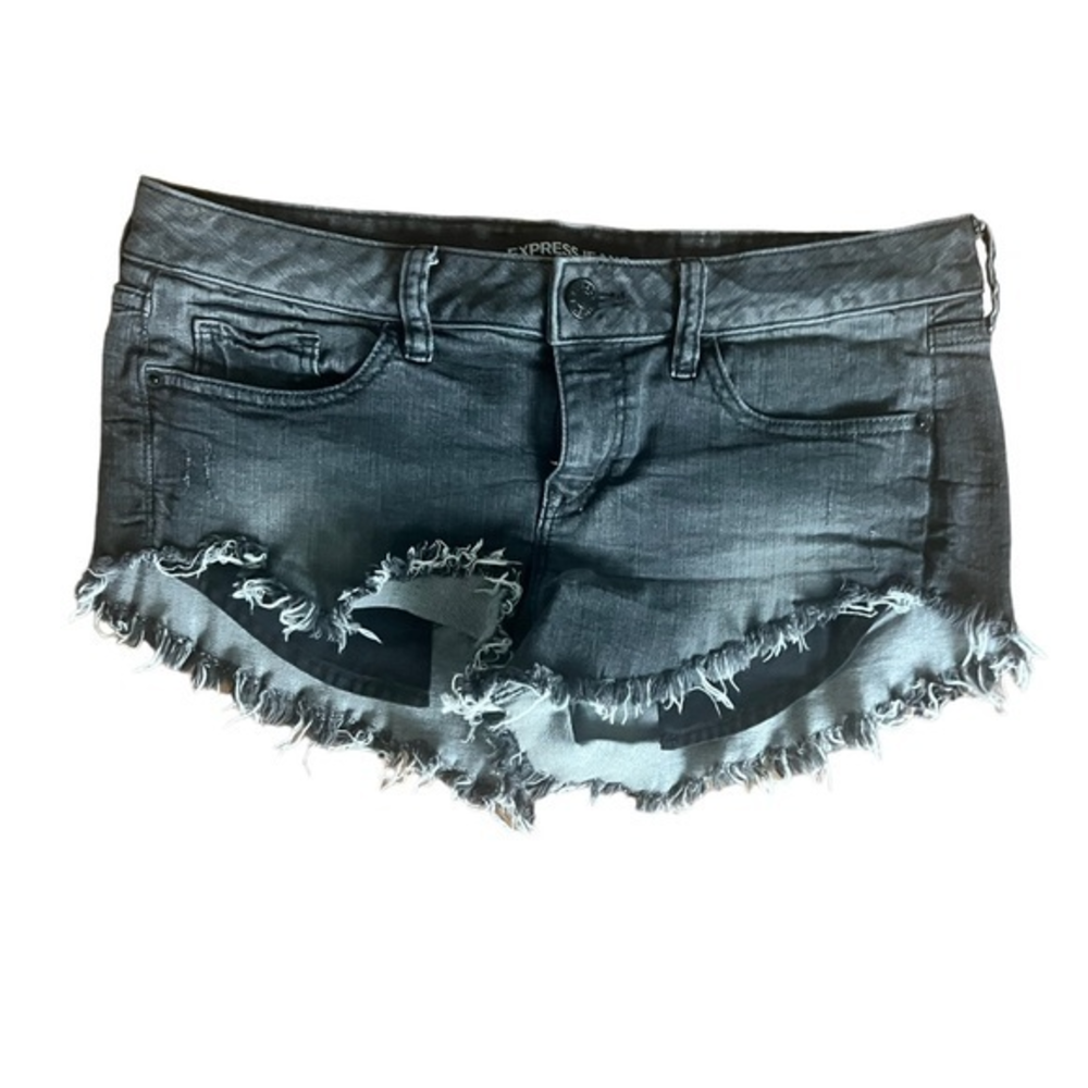Express‎ Jeans Black Freyed Cut Off Jean Shorts 8